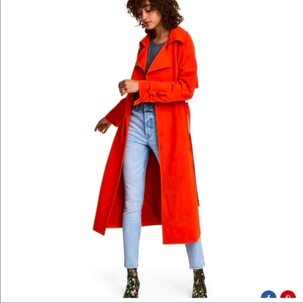H&M Bright Orange Long Trench Coat